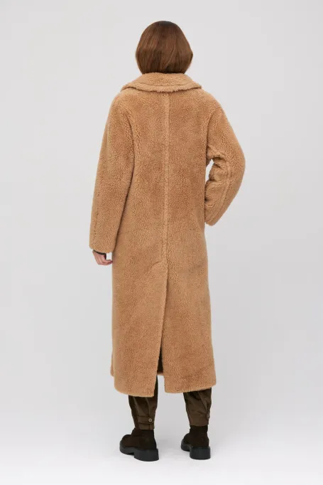 Palton teddy bear camel cu lână de cămilă și mătase