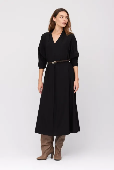 Rochie midi de mătase neagră