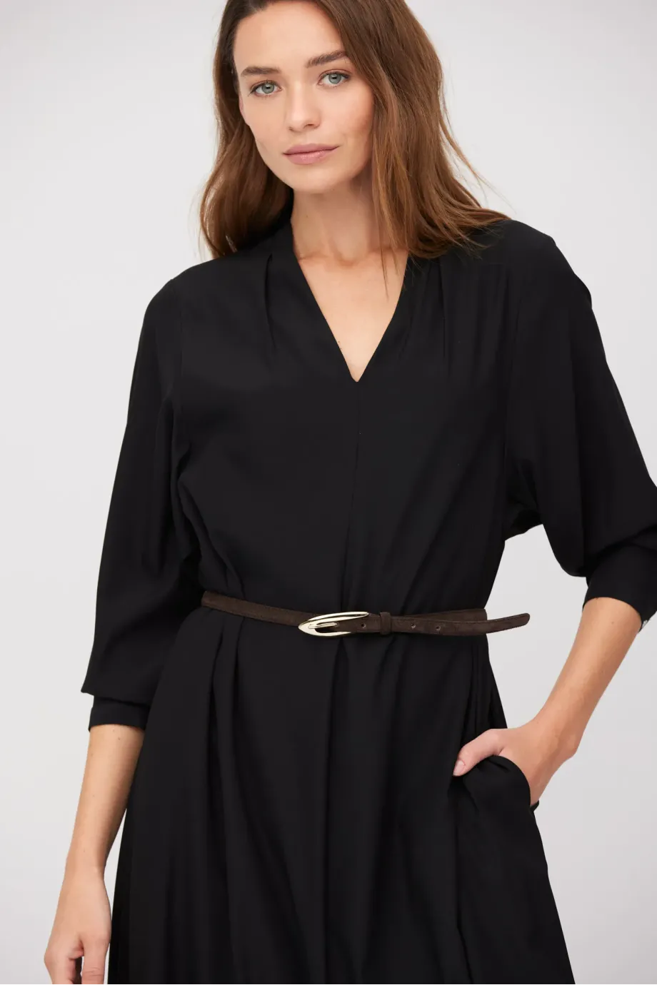 Rochie midi de mătase neagră Rochie midi de mătase neagră