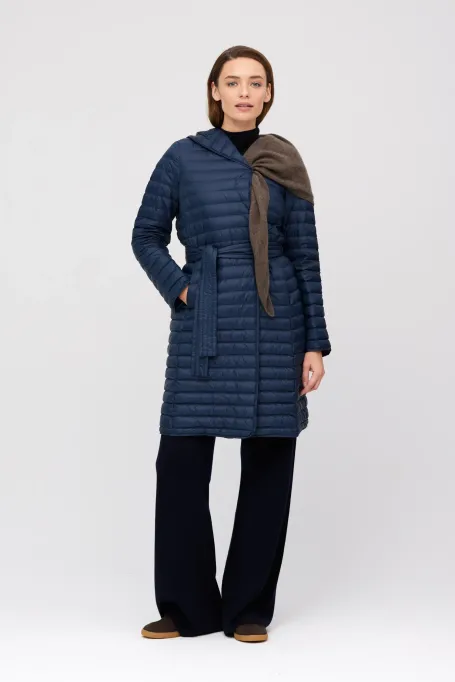 Jachetă Mila bleumarin deschis cu glugă