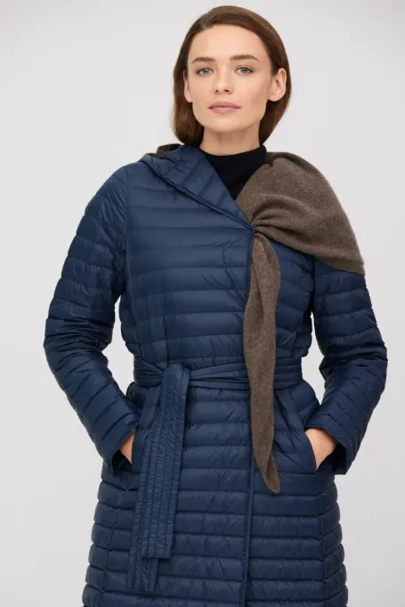 Jachetă Mila bleumarin deschis cu glugă