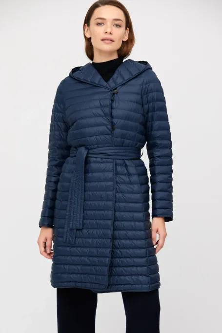 Jachetă Mila bleumarin deschis cu glugă