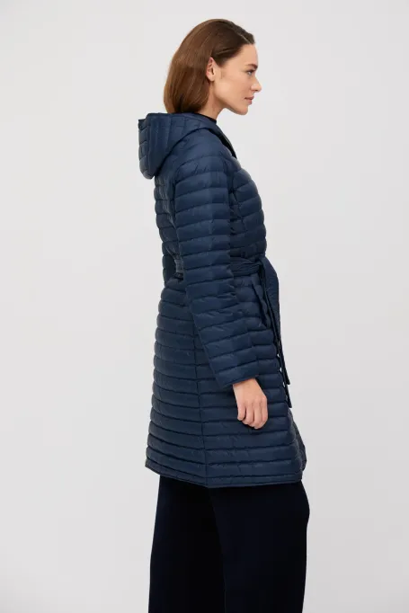 Jachetă Mila bleumarin deschis cu glugă