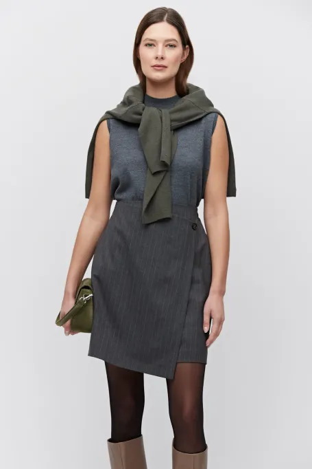 Fustă mini de tenis din lână gri