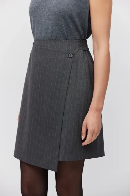 Fustă mini de tenis din lână gri