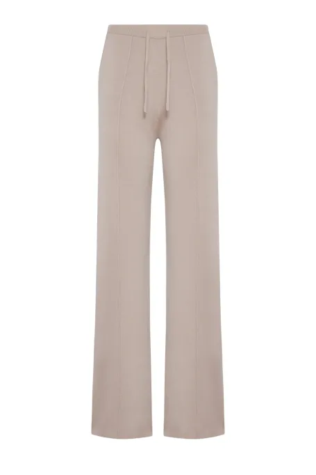 Pantaloni largi, bej, din lână pieptănată Pantaloni largi, bej, din lână pieptănată