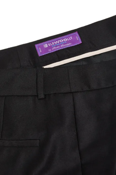 Pantaloni largi din lână neagră