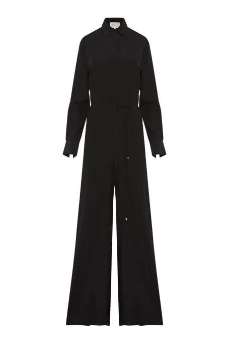 Salopetă neagră din mătase