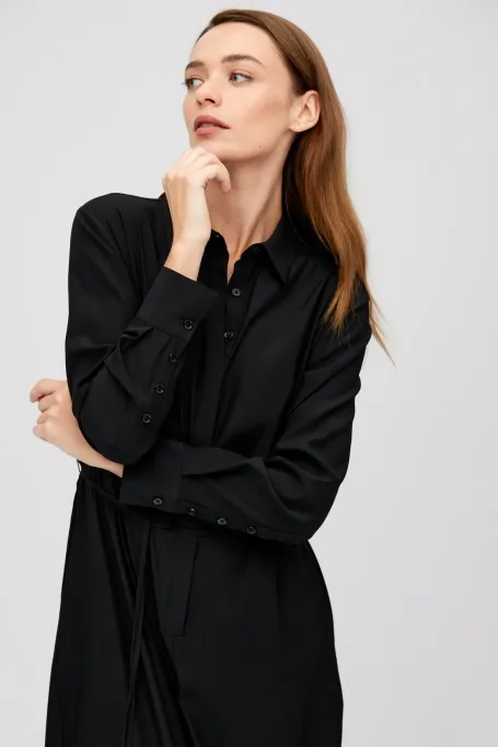 Salopetă neagră din mătase