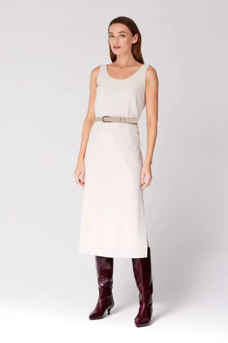 Rochie bej din mătase