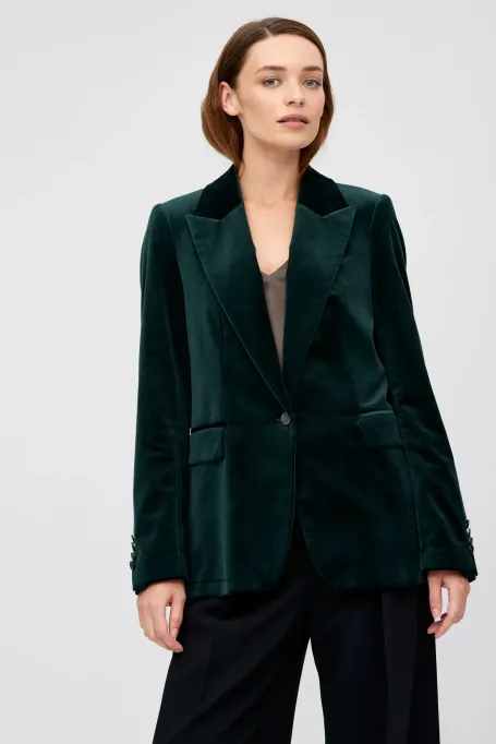 Sacou de catifea cu un singur rând de nasturi