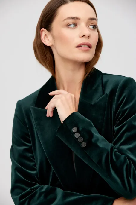 Sacou de catifea cu un singur rând de nasturi
