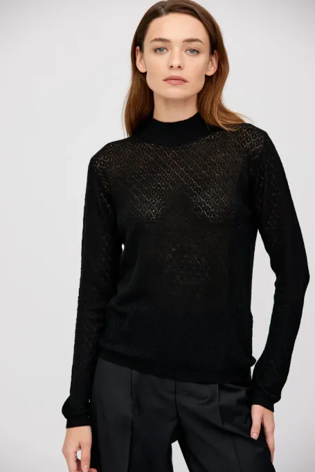 Pulover cu guler înalt din lână merinos