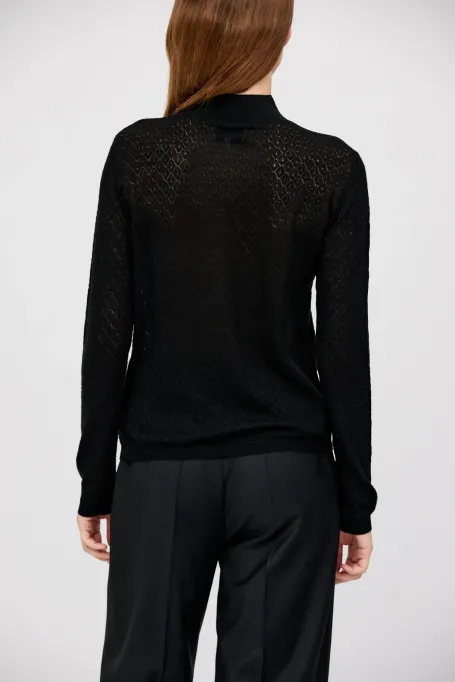 Pulover cu guler înalt din lână merinos