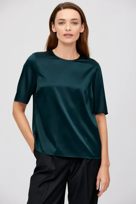Bluză smarald din mătase