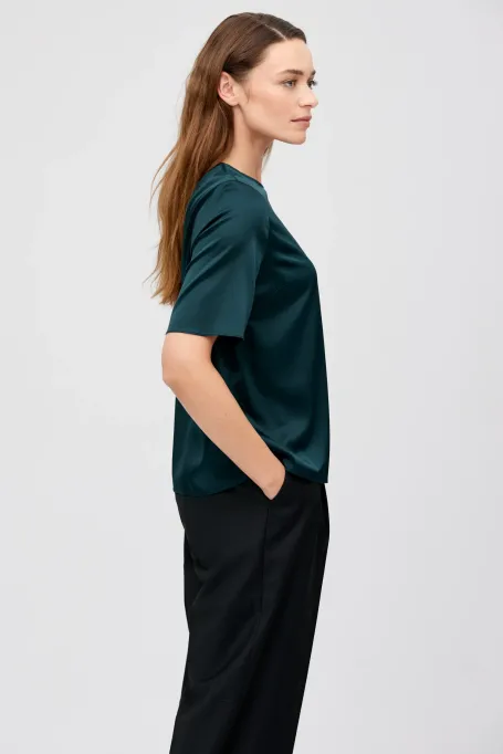 Bluză smarald din mătase