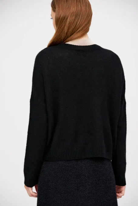 Pulover negru din cașmir și mătase - Patrizia Aryton