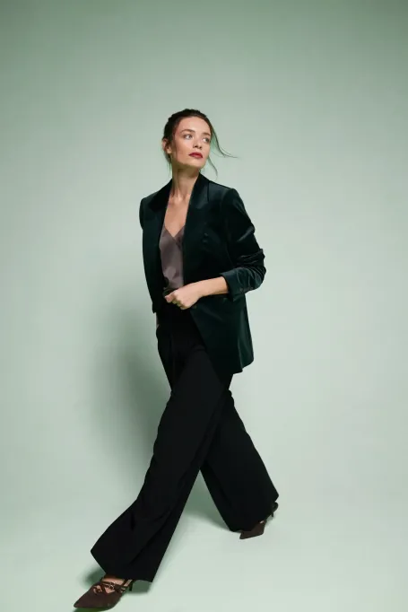 Sacou de catifea cu un singur rând de nasturi - Patrizia Aryton