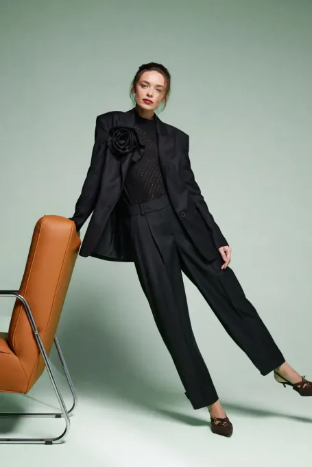 Pulover cu guler înalt din lână merinos - Patrizia Aryton