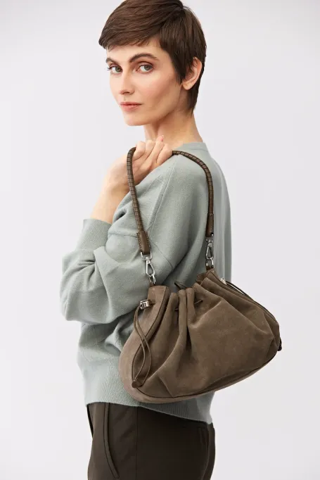 Geantă verde din piele întoarsă - Patrizia Aryton