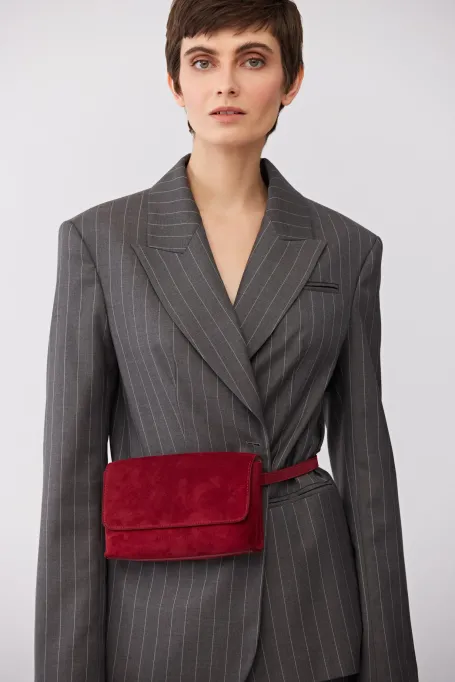 Geantă roșie din piele întoarsă - Patrizia Aryton