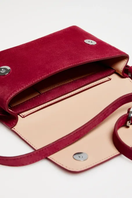 Geantă roșie din piele întoarsă - Patrizia Aryton