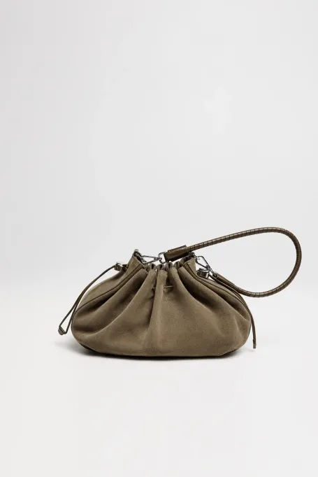 Geantă verde din piele întoarsă - Patrizia Aryton