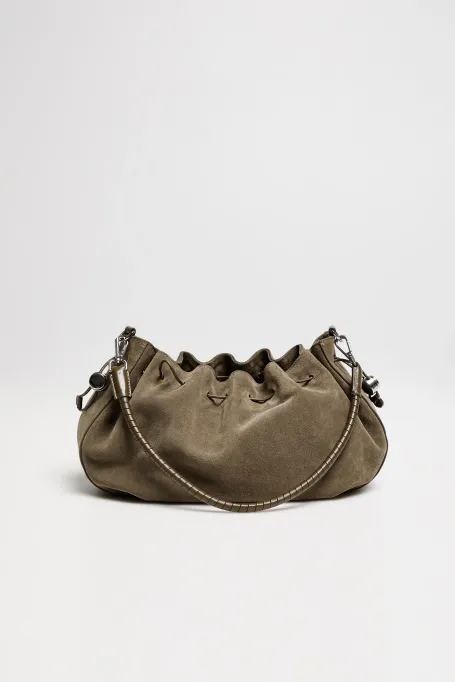 Geantă verde din piele întoarsă - Patrizia Aryton