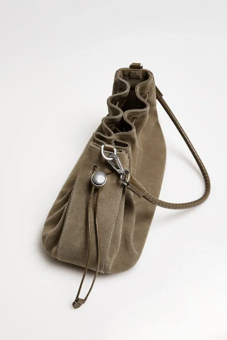 Geantă verde din piele întoarsă - Patrizia Aryton