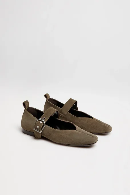 Balerini verzi din piele întoarsă