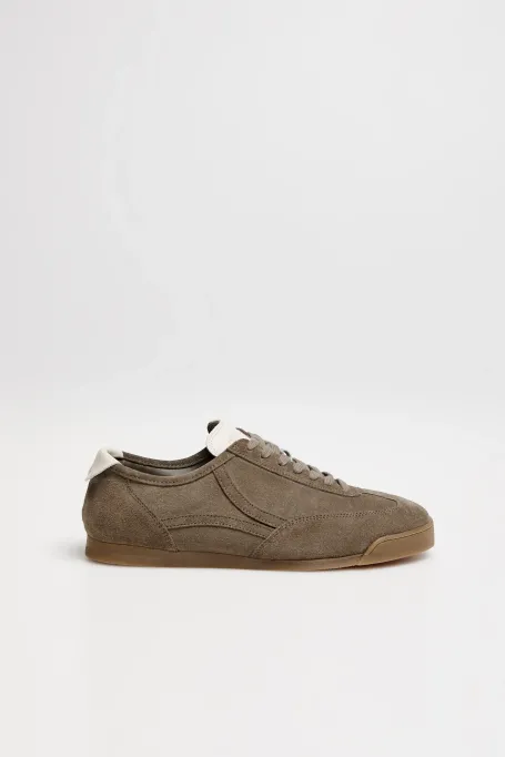 Sneakers verzi din piele întoarsă