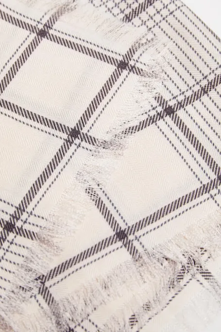 Eșarfă în carouri din lână și mătase