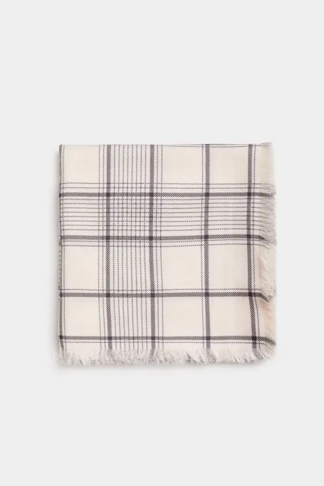 Eșarfă în carouri din lână și mătase