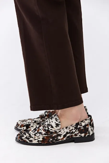 Mocasini din piele cu imprimeu animalier - Patrizia Aryton