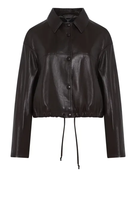 Jachetă scurtă maro din piele - Patrizia Aryton