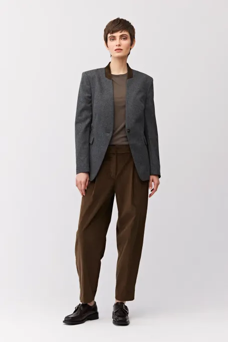Sacou gri cu un singur rând de nasturi, din lână și cașmir - Patrizia Aryton