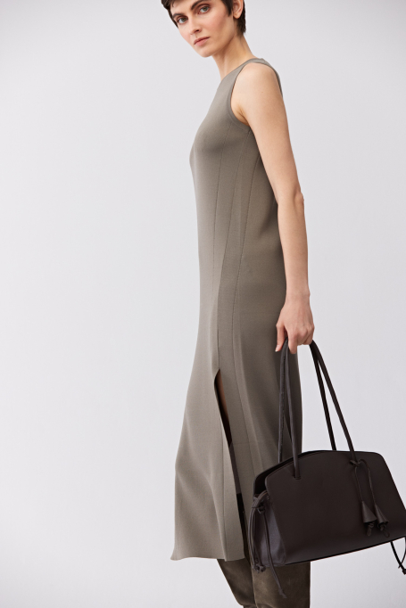 Rochie midi verde din tricot