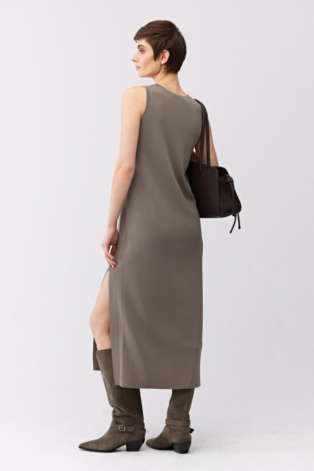 Rochie midi verde din tricot