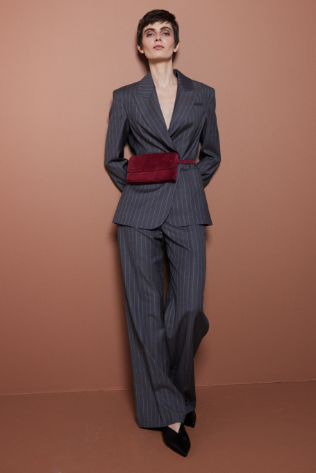 Pantaloni largi gri cu dungi pentru costum - Patrizia Aryton