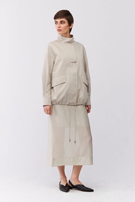 Fustă transparentă cu adaos de mătase