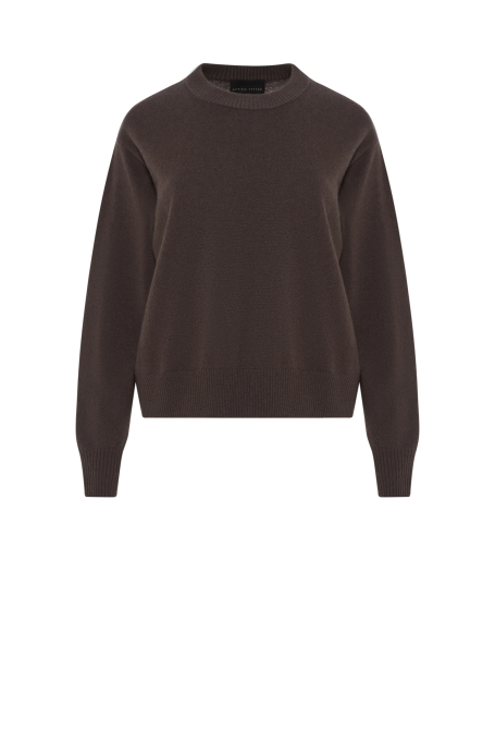 Pulover maro din lână merinos