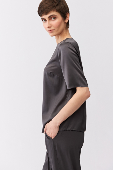 Bluză gri din mătase