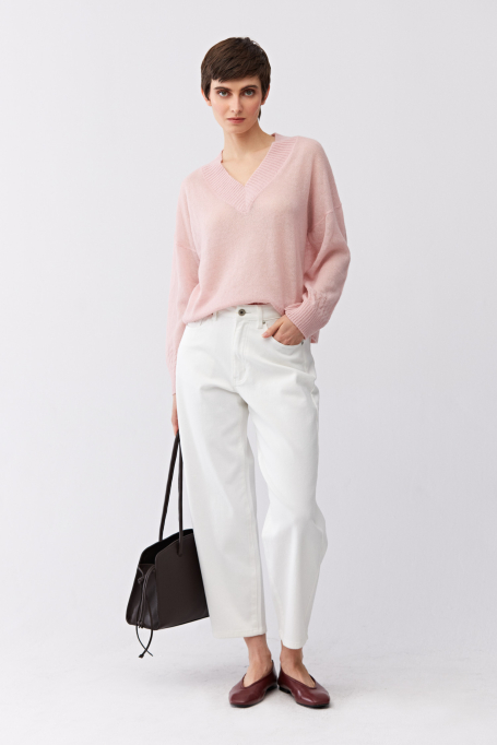 Pulover roz deschis din baby suri alpaca