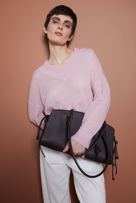 Pulover roz deschis din baby suri alpaca