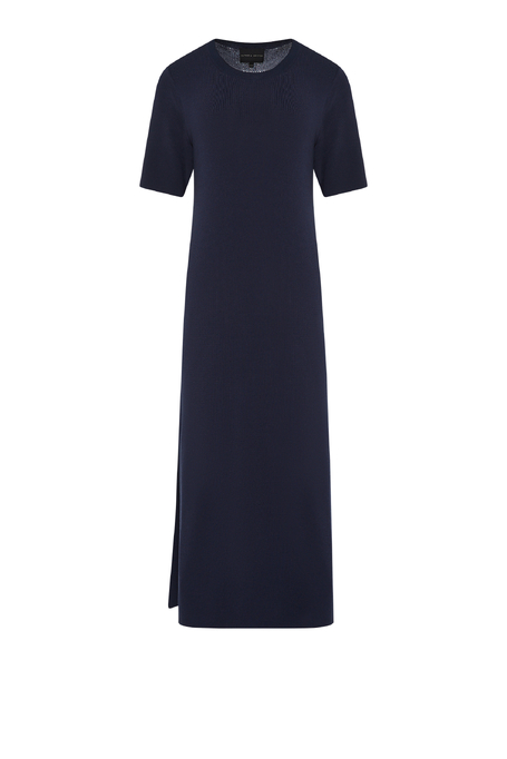 Rochie bleumarin midi din tricot