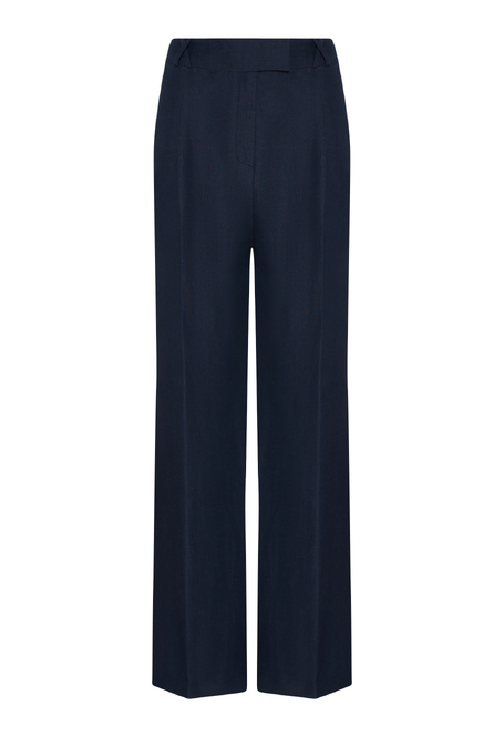 Pantaloni bleumarin de costum din lână și in