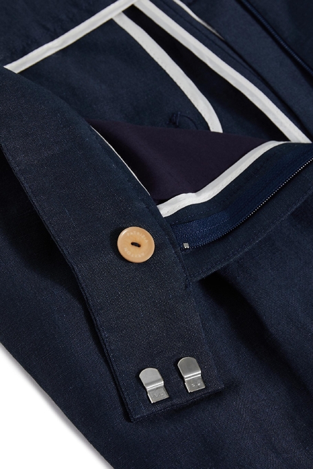 Pantaloni bleumarin de costum din lână și in