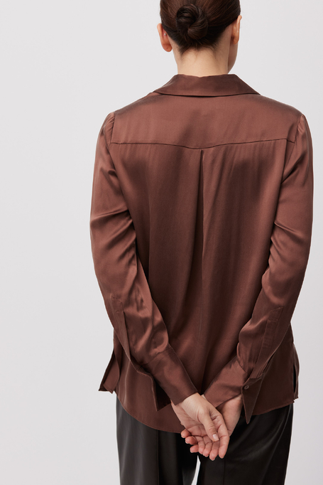 Cămașă maro lejeră din mătase