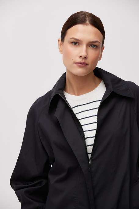 Bluză albă din bumbac cu dungi negre