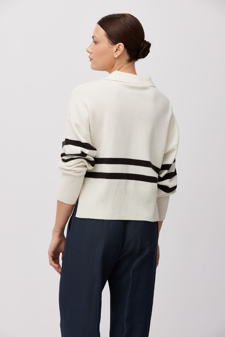 Bluză albă în dungi din lână merinos